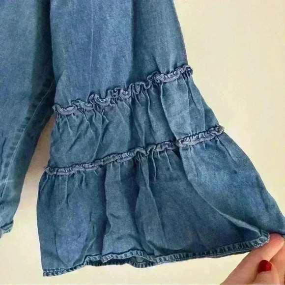 Women's XS Chambray and Floral Embroidered Top - Picture 4 of 5